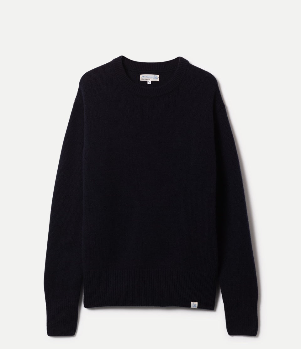 Navy sweater on a white background