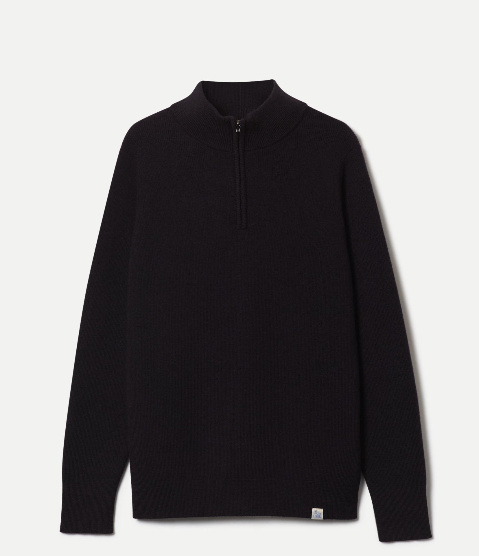 black sweater with half-zip