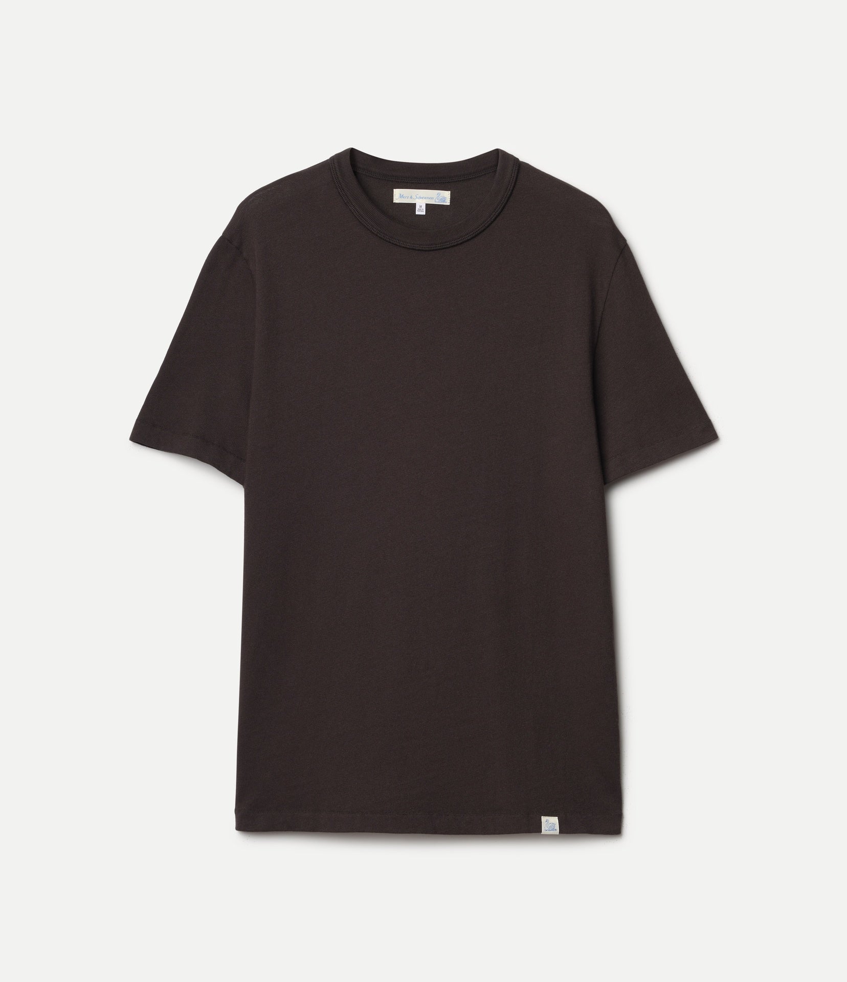 Dark brown organic cotton t-shirt on a white background